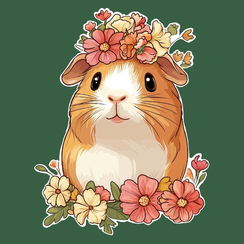Cochon d’Inde avec des fleurs