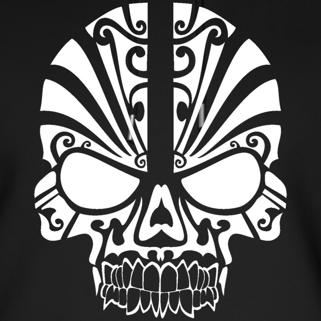 Tribal Skull white mit Logo