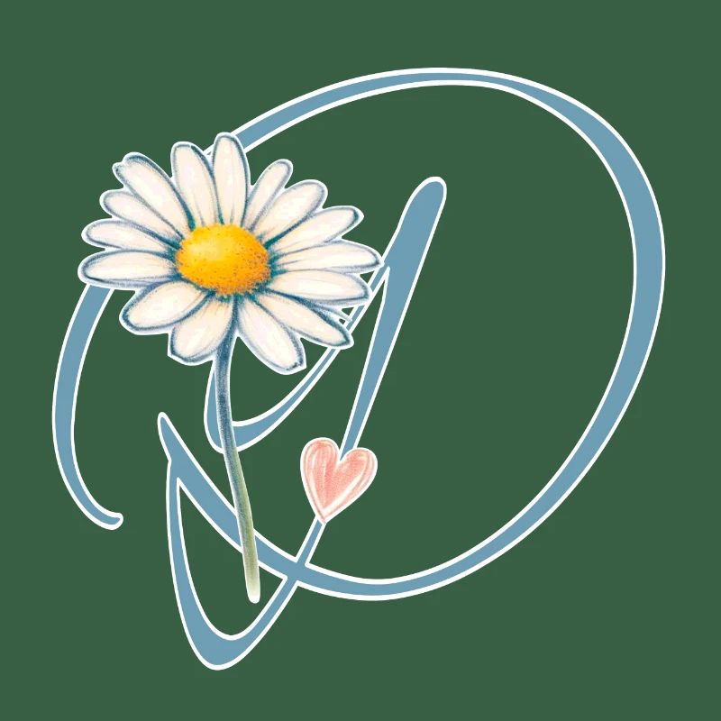 Buchstabe D Gänseblümchen Herz