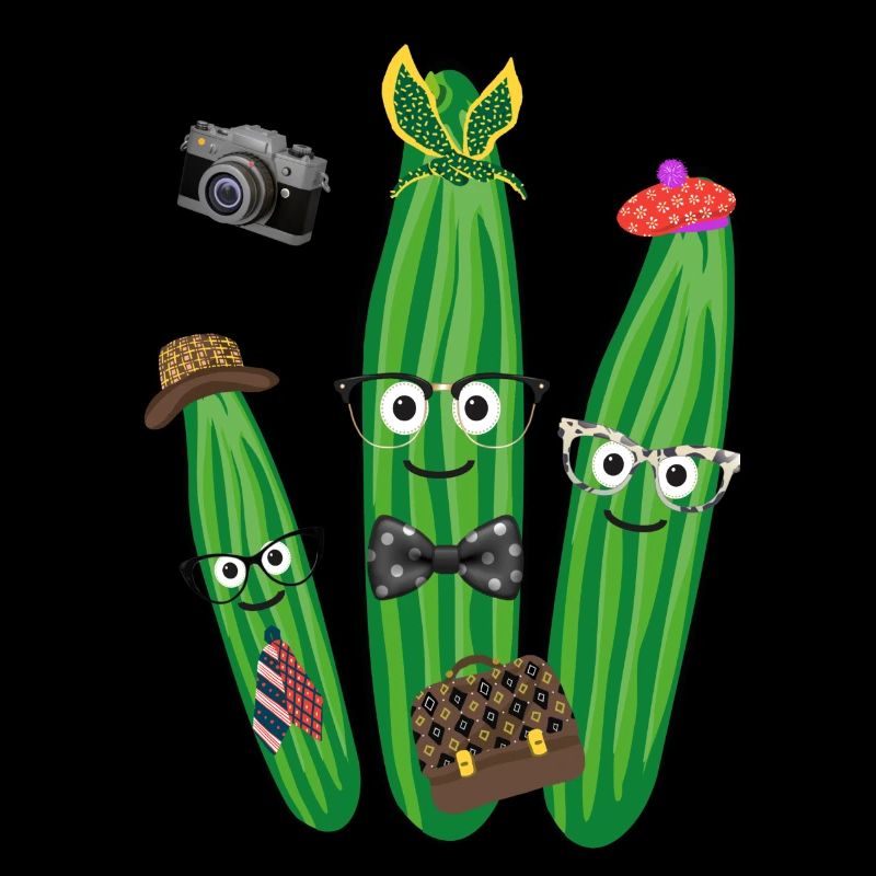 Trio de concombre,Concombre,Concombre,Rétro, Vintage,Lunettes