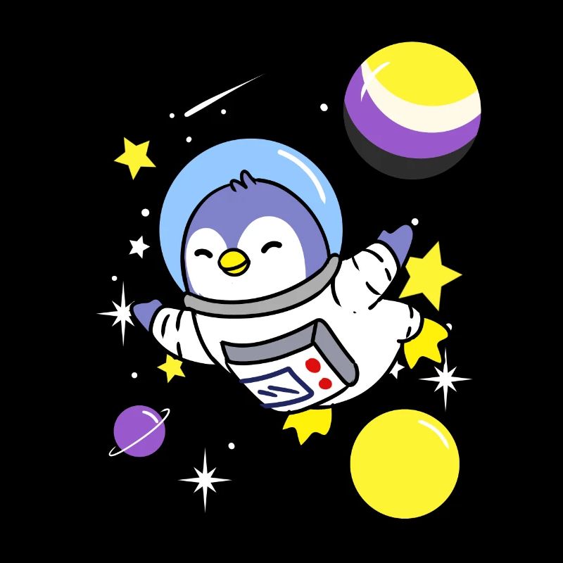 Nichtbinärer Pinguin im Weltall Nonbinary Pride