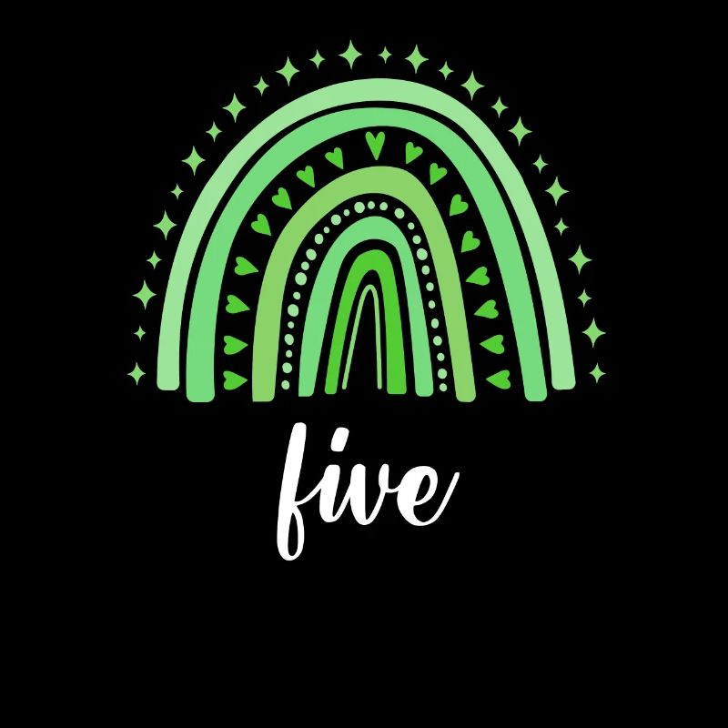 Green Rainbow Five Years 5th Birthday