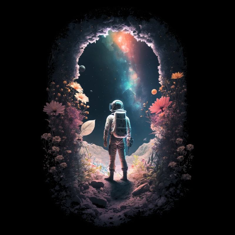 Un astronaute regarde les étoiles Surreal Sci-Fi Space