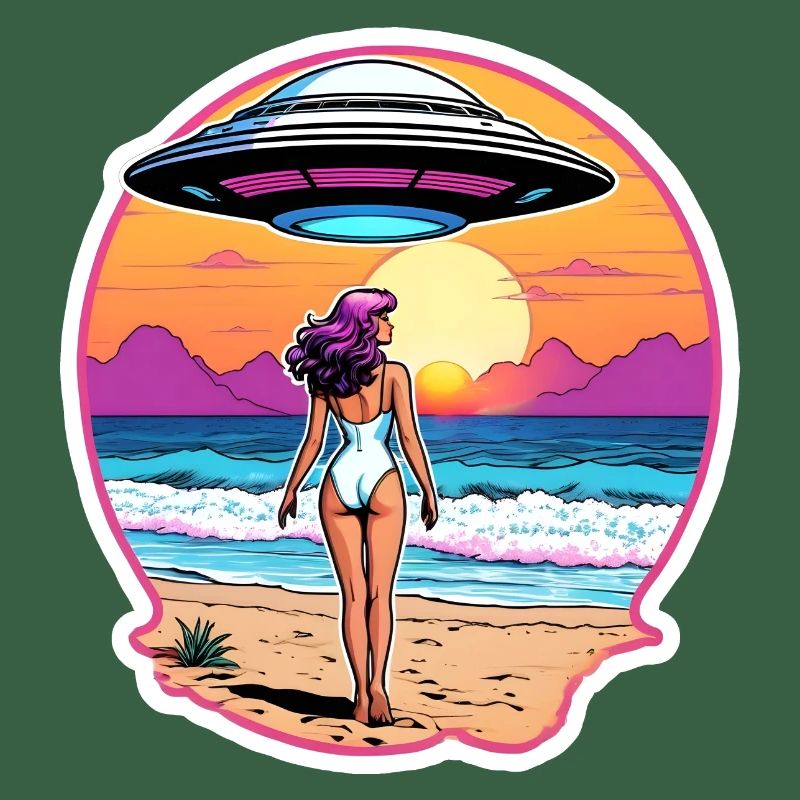 Beach babe sees a UFO