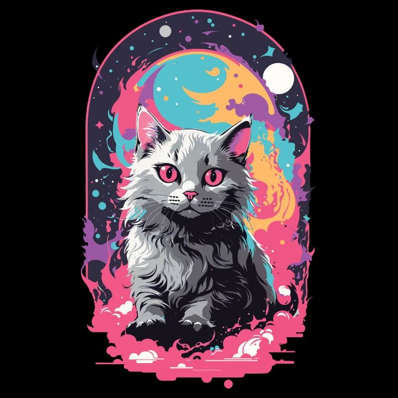 Katze Goth Pastel Psychedelisch Weirdcore Design