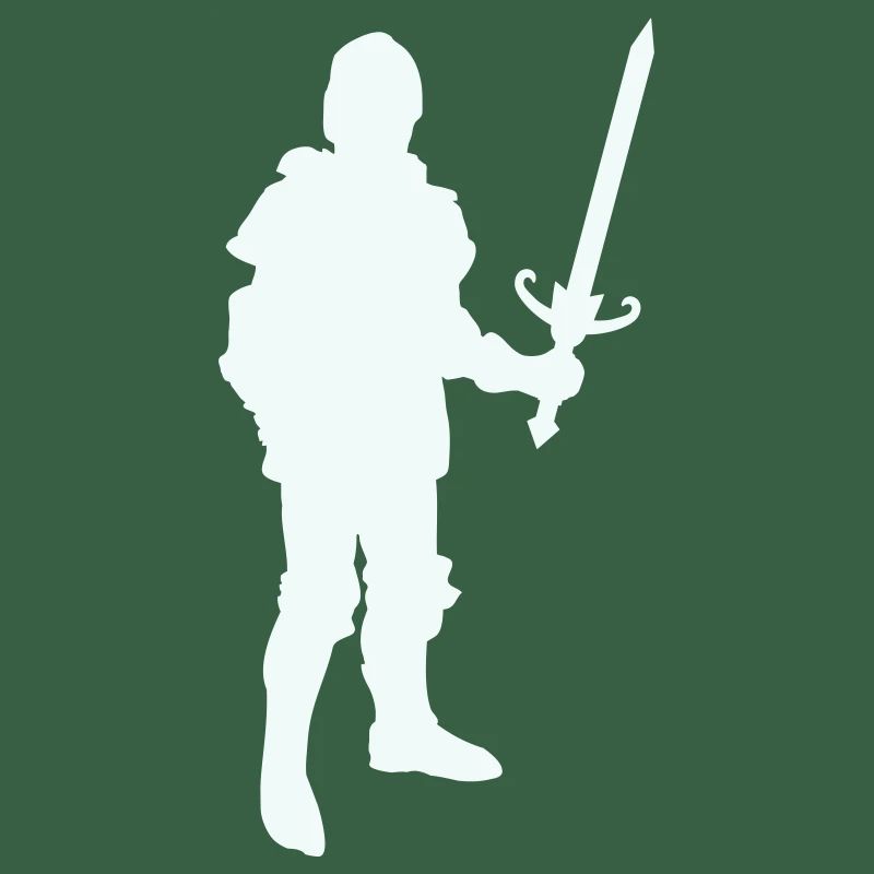 Silhouette de héros chevalier avec épée longue