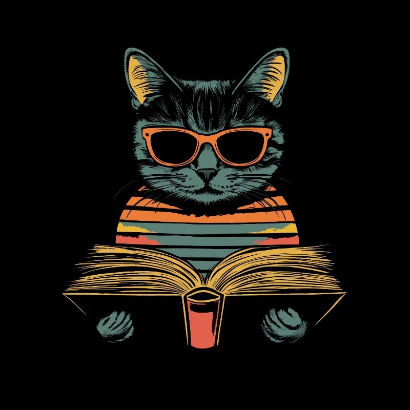 Chat avec des lunettes de soleil livre de lecture