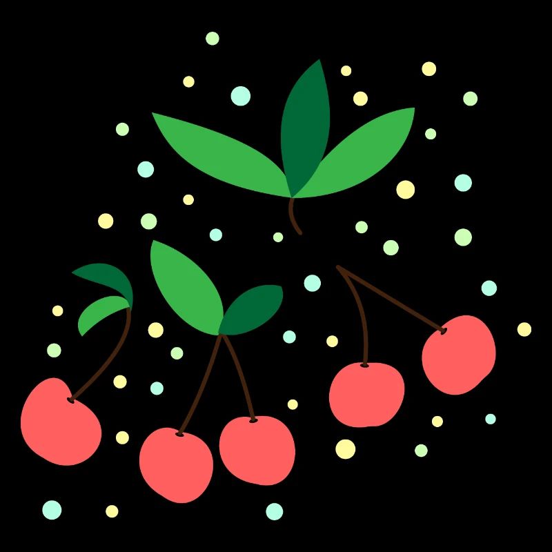 CHERRIES FRUIT LEAVES CIRCLES PATTERN