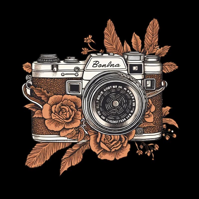 Cool vintage retro camera boho style brown