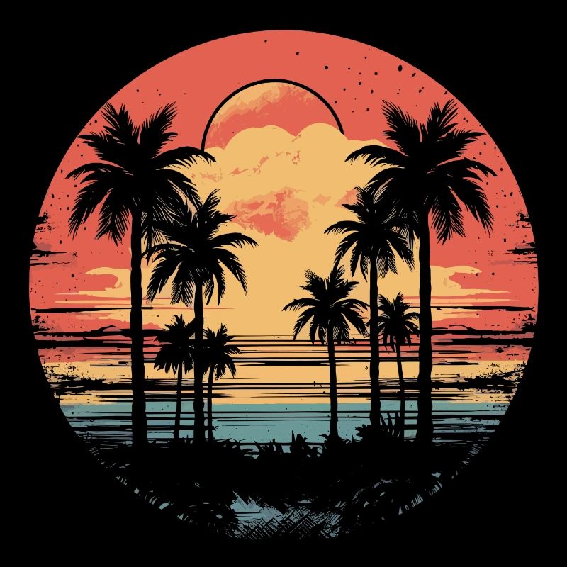 Vintage Palms Retro Summer Sunset