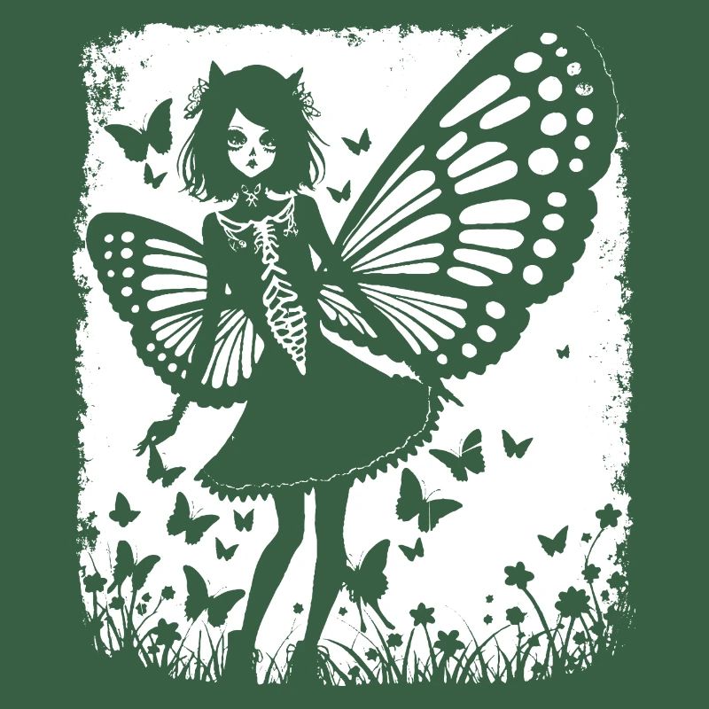 Fairycore Ästhetik Skelett Fee Goth Gothic G