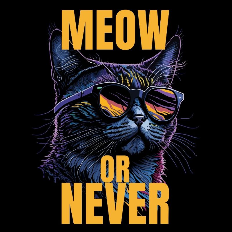 Cool Retro Colourful Cat Design Meow
