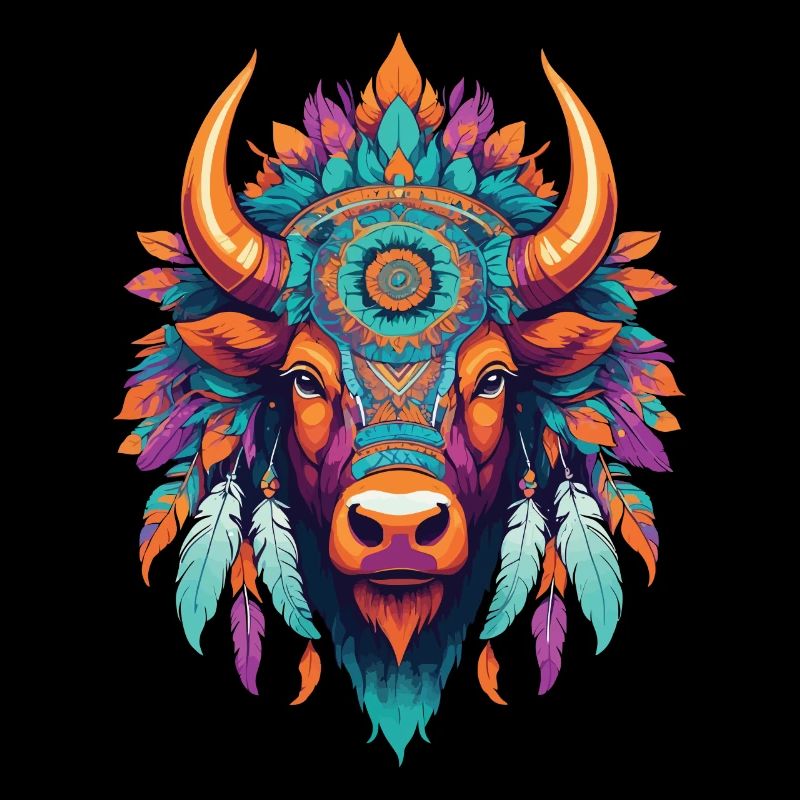 Conception de mandala du Taureau avec des éléments spirituels