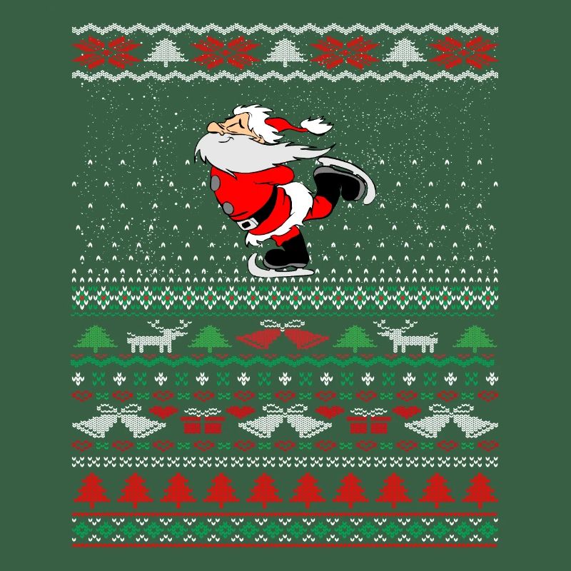 Hässlicher Weihnachtspullover Santa Skating Geschenkidee