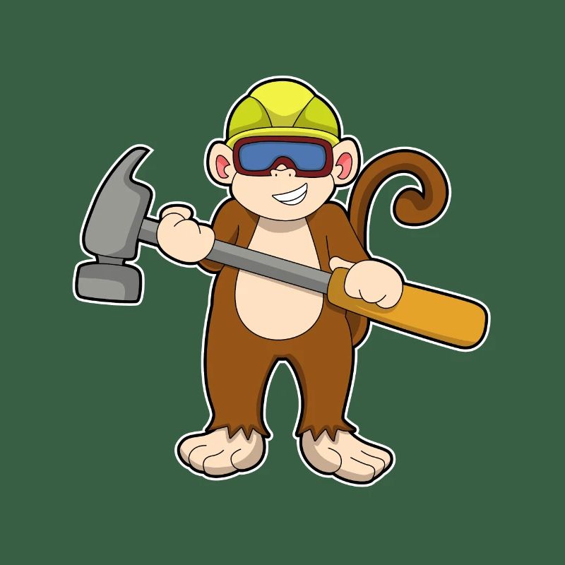 Monkey as a craftsman with a hammer