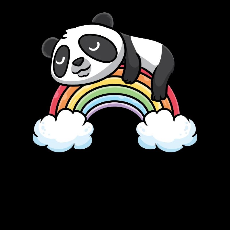 Panda With Rainbow Sleep Sleep Napping