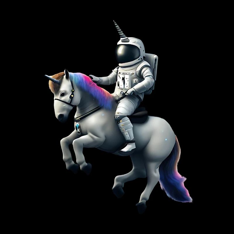 Astronaut on unicorn with unicorn helmet