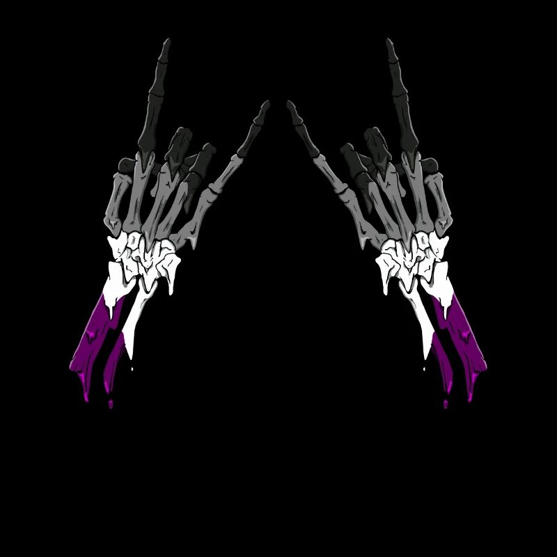 Asexual Pride Ace Flag Devil Horn Skeleton Subtle