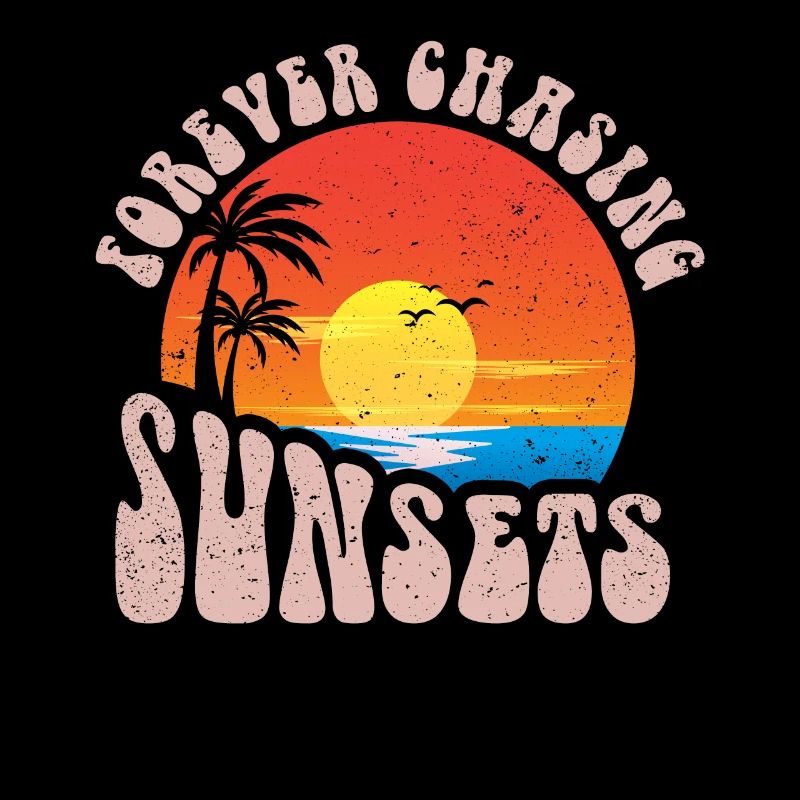 Forever Chasing Sunsets Retro Summer Vacation