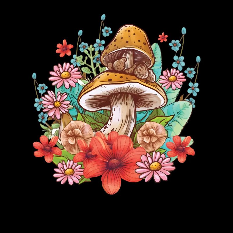 Champignon sauvage et lune Pas de temps, je cherche
