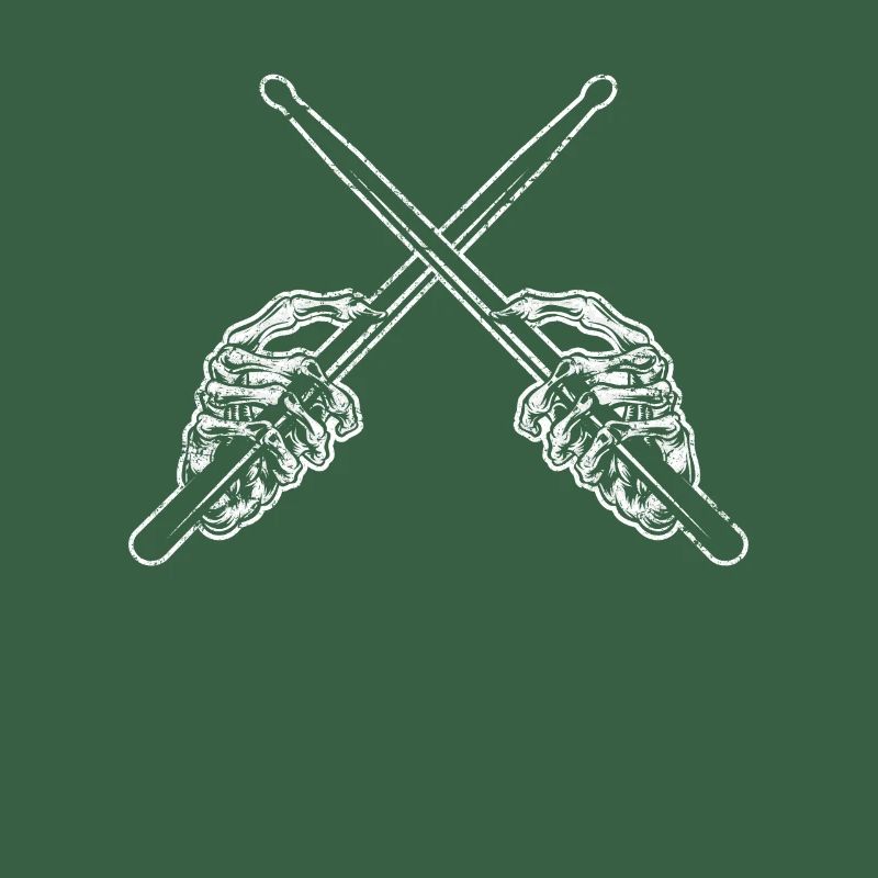 Drummer Drum Sticks Rock & Roll Skeleton Horns Per