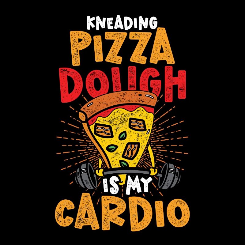 Pizza maker Pizzaiolo kneading pizza dough