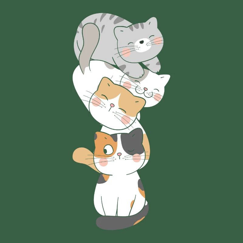 Cat Cute Kitty Stack Cats Anime Kawaii