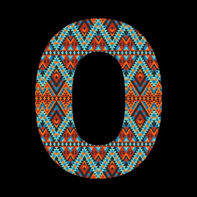 Buchstabe O- Boho-Design, buntes Monogramm