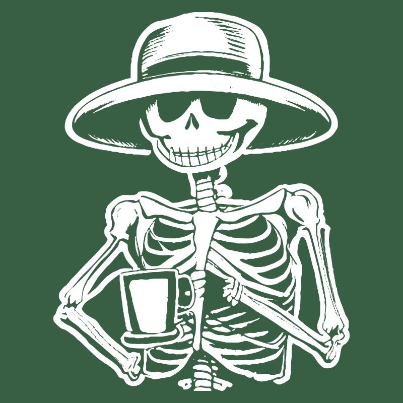Sarcastic Funny Skeleton Drinking Espresso Coffee