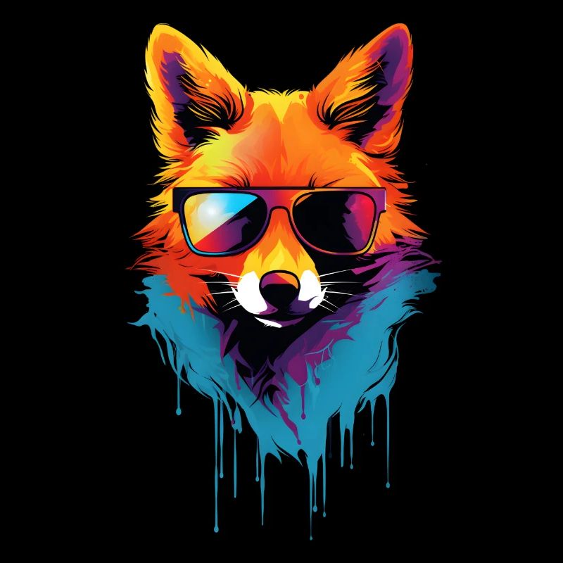 Bunter Fuchs mit Sonnenbrille