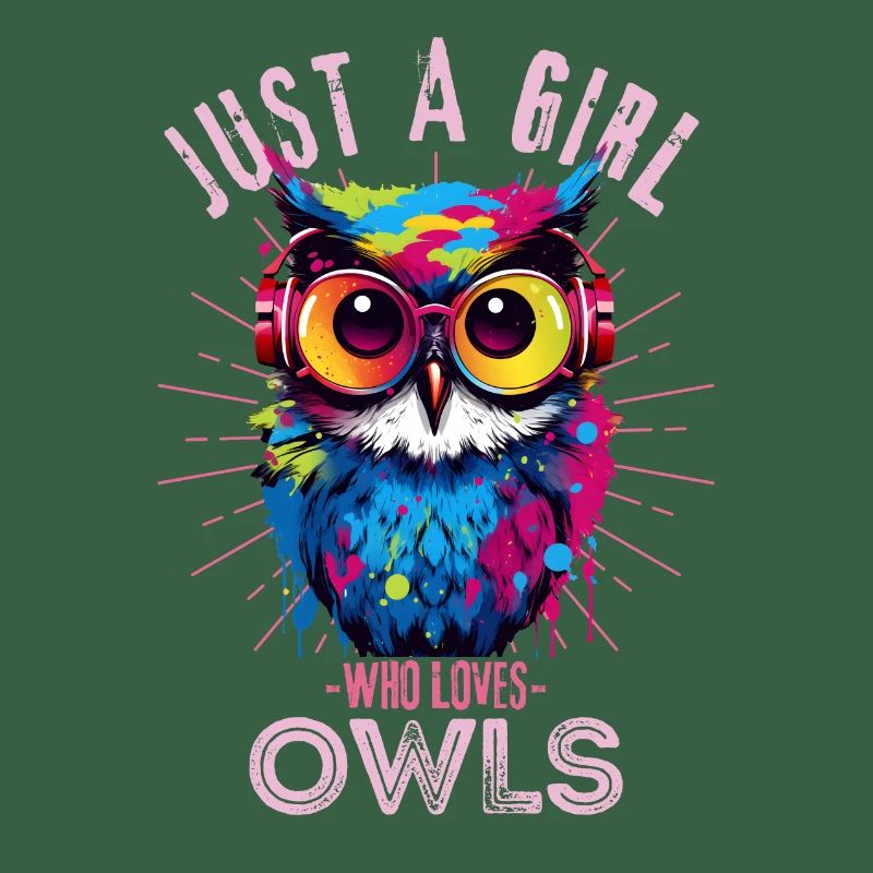 Bunte Eule mit Kopfhörer