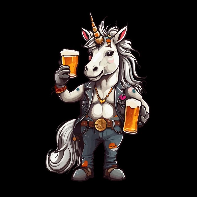 Licorne avec de la bière à la main