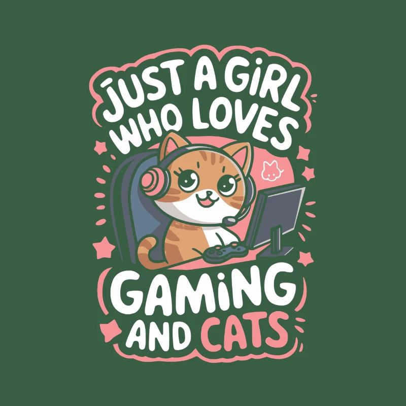 Gaming Computer Konsole Mädchen Katze