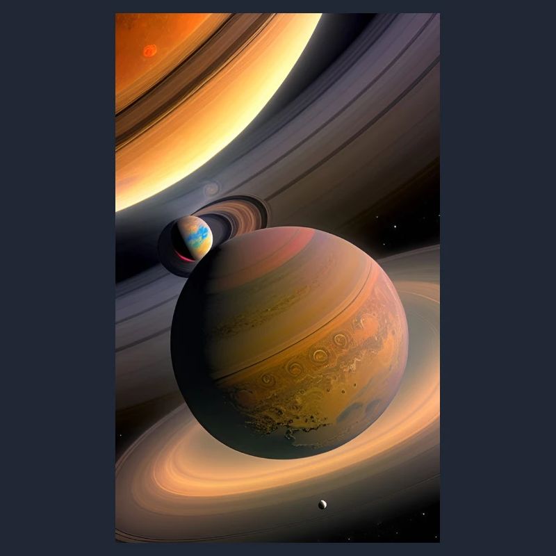 Celestial Ringed Planets Artwork