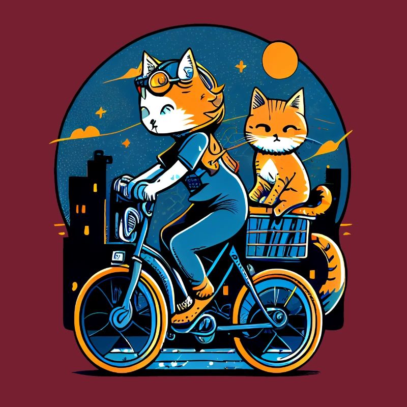 Cool Comic Cats Ride Bikes