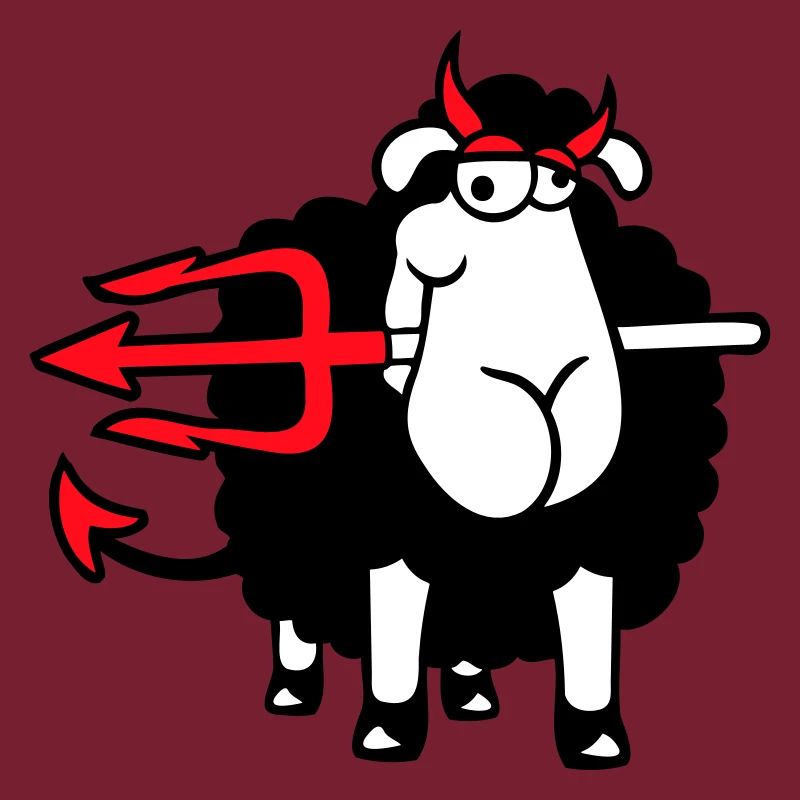 Mouton Diable Satan Enfer Mal Trident Cornes Cool
