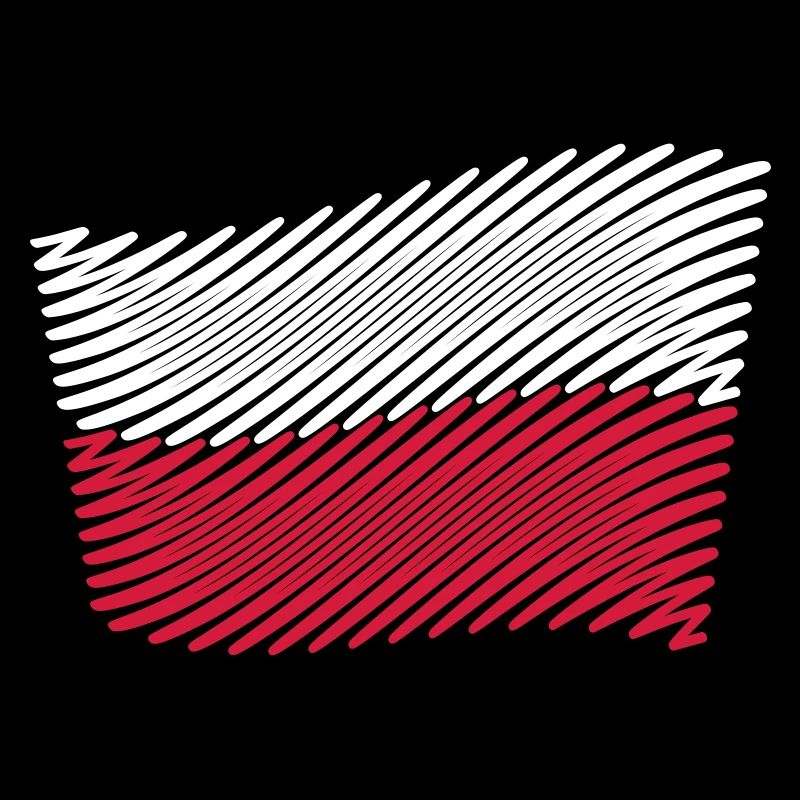 Poland Flag Scribble (White - Red)