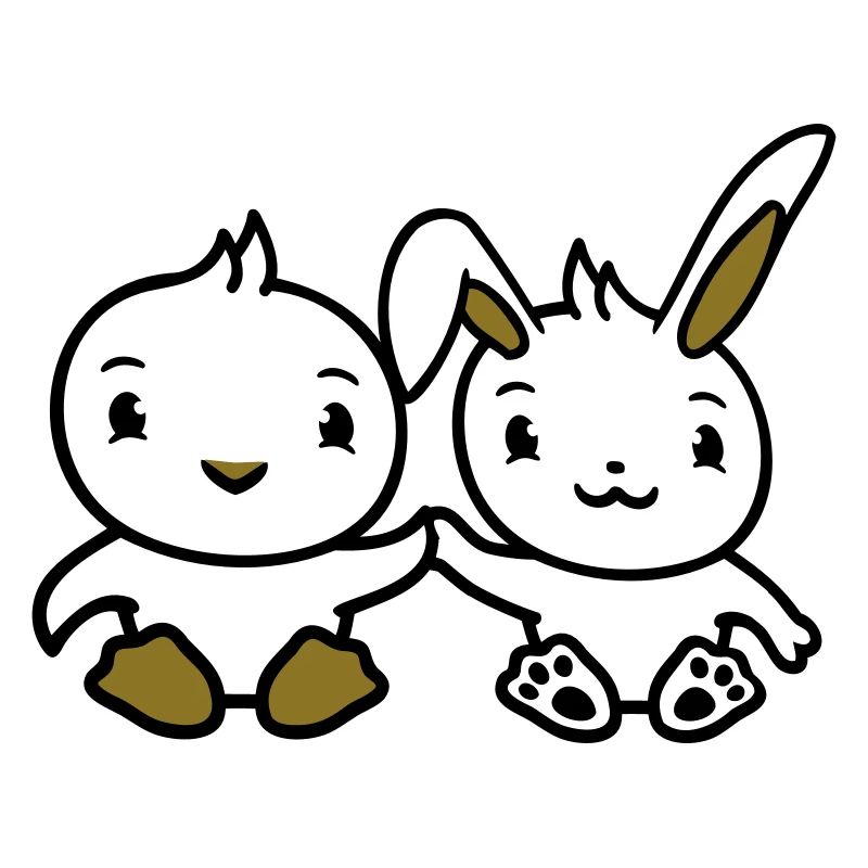 Bunny Bird Chick 2 Friends Team Two Hands Holding