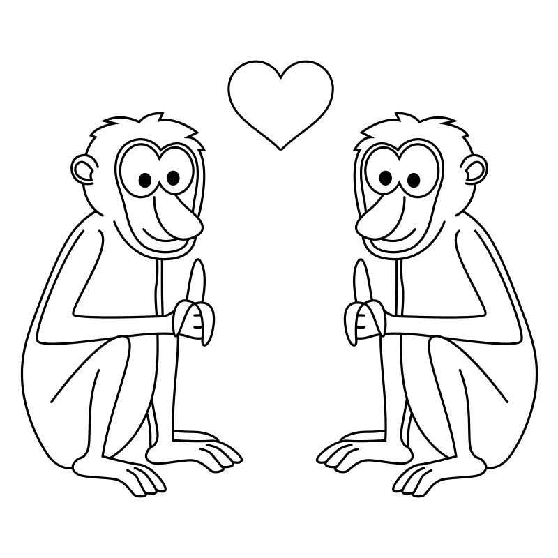 Affe comic Paar liebe