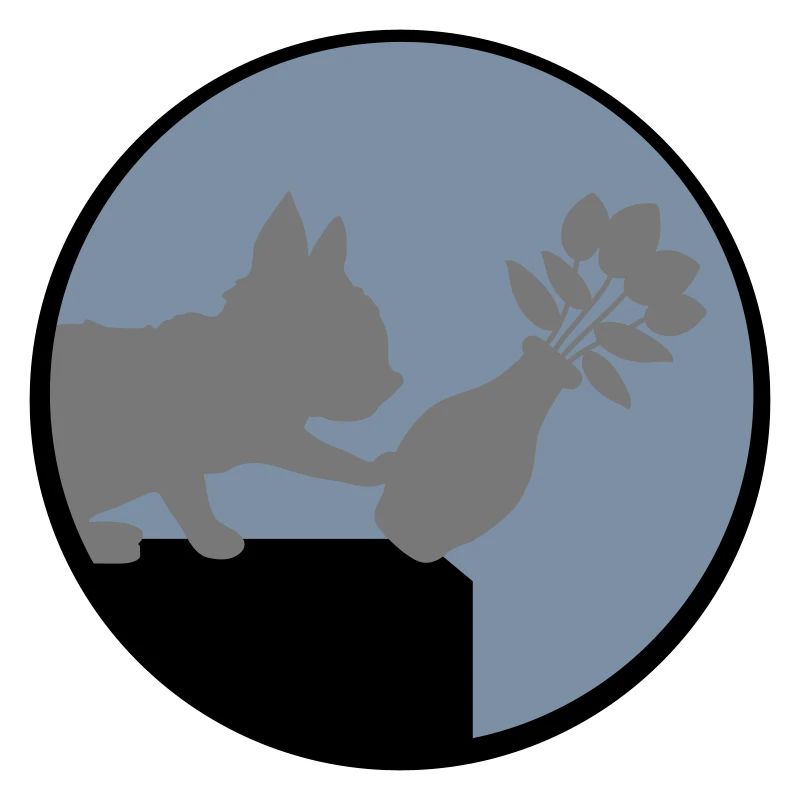 Le vase à fleurs tombe sur le chat