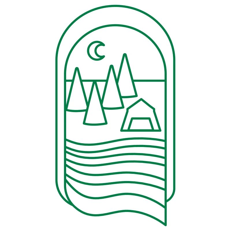 BOHO Waldcamp mit Bäumen und Fluss