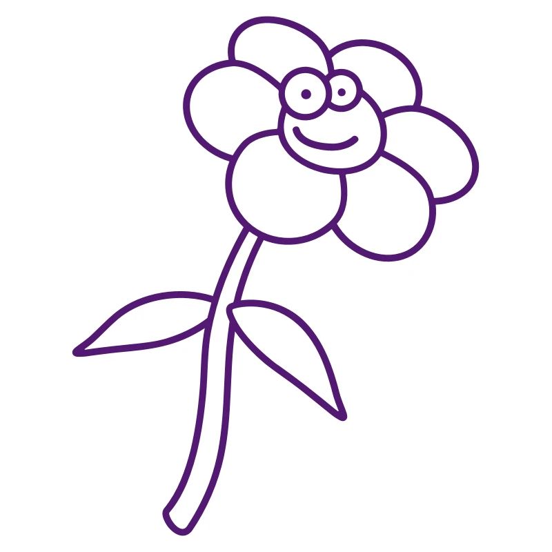 Fleur Violette Printemps Été Mignon Drôle Visage