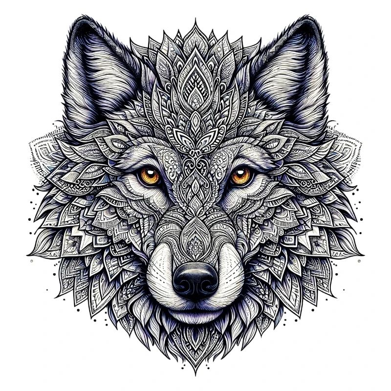 Wolf mit Mandalas verziert