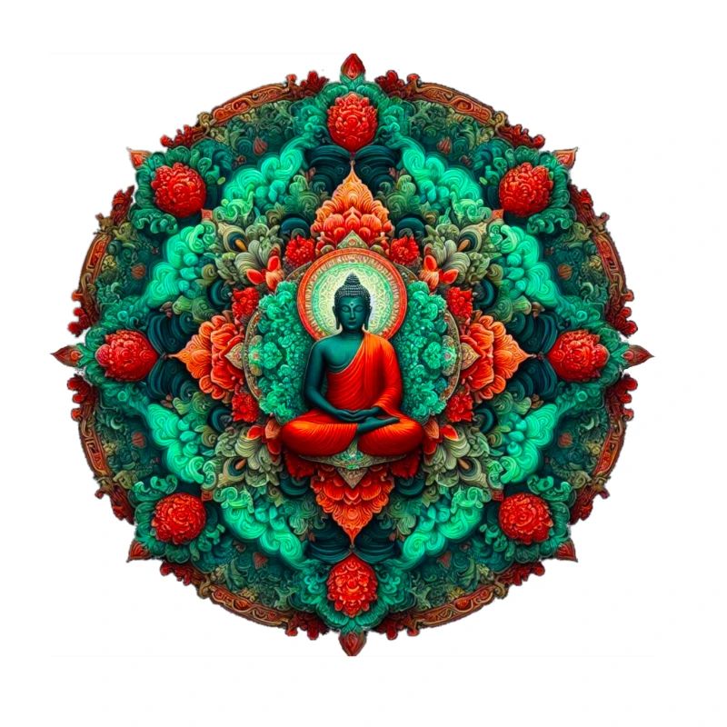 Bouddha Mandala sarcelle