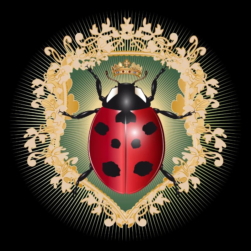 red glowing ladybug with crown in frame