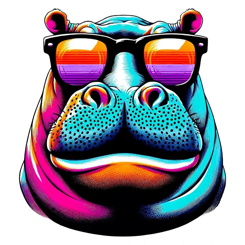 Nilpferd mit Sonnenbrille