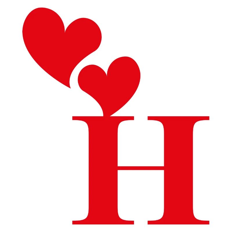 Buchstabe h rotes Herz