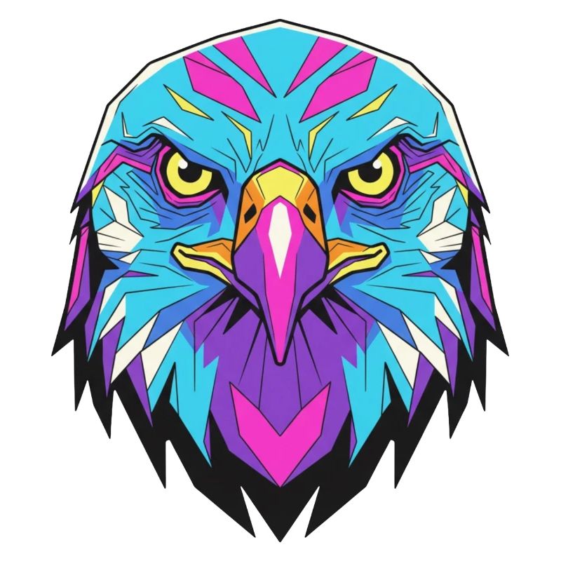 Geometric eagle in neon style