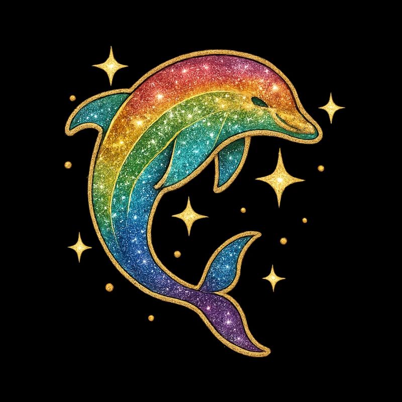 Rainbow Dolphin Star Glitter