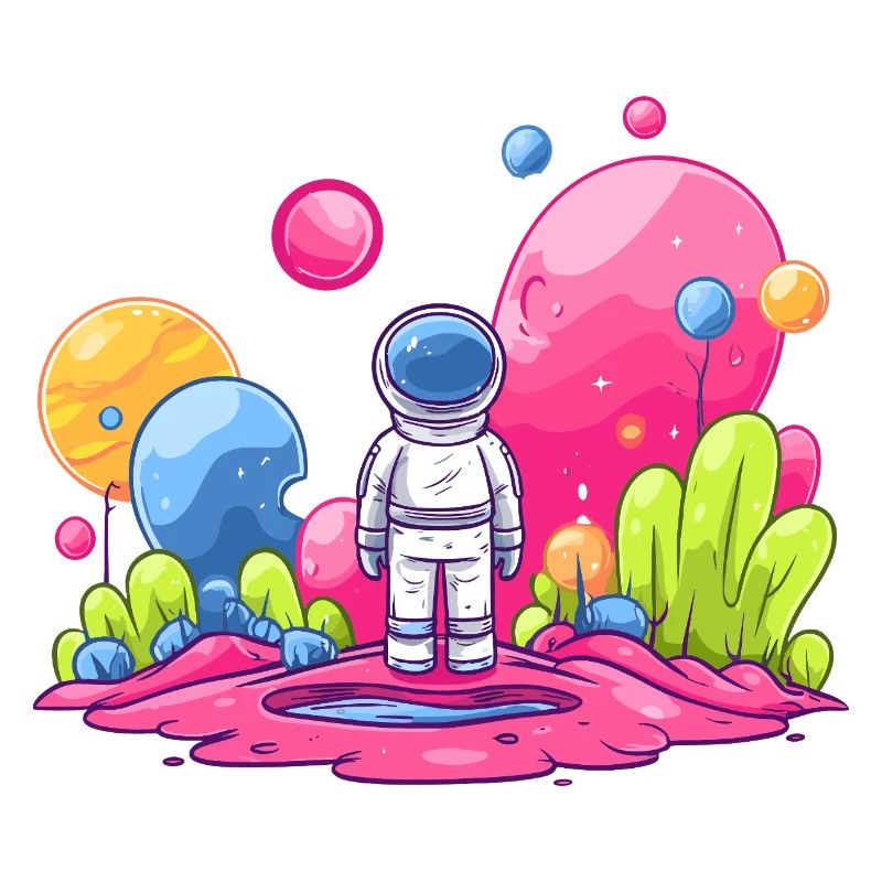 Astronaute dans l’espace rose